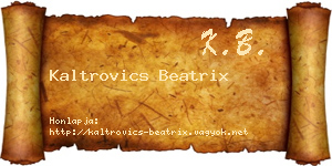 Kaltrovics Beatrix névjegykártya